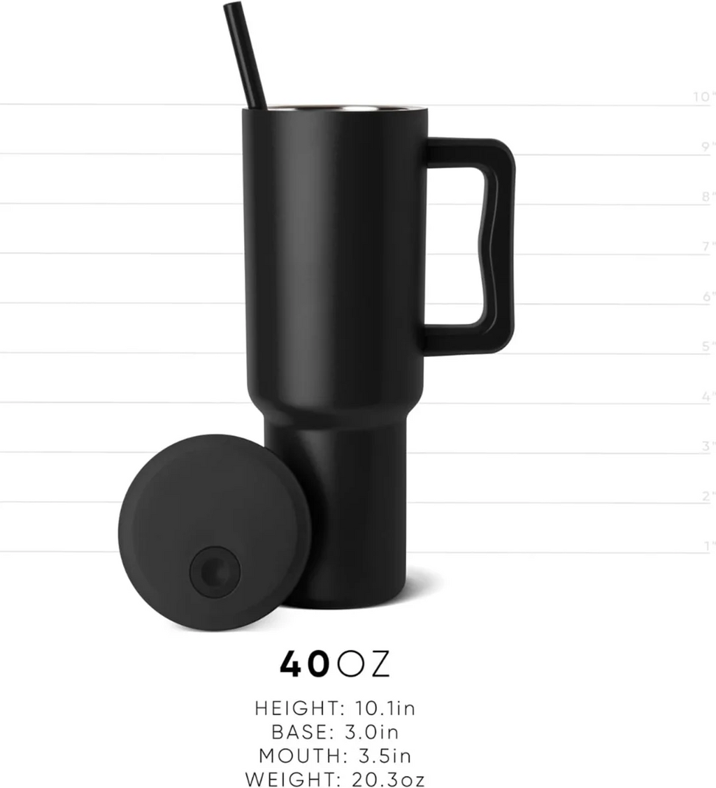 Green 40oz Insulated Stainless Steel Tumbler with Handle and Straw Lid J483