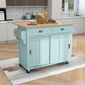 Black Rolling Kitchen Island with Drawers and Storage Cabinet D74982