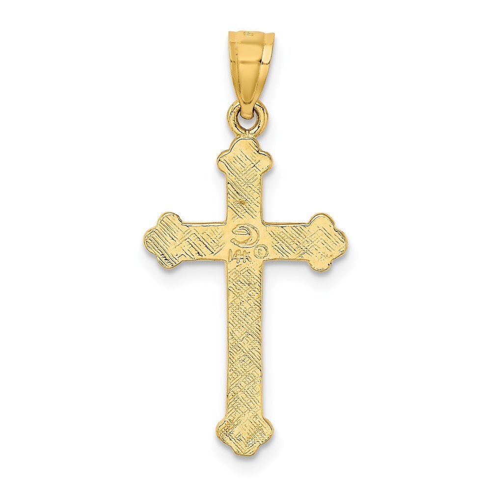 14k Yellow Gold Polished Engraved Solid Cross Pendant F91618