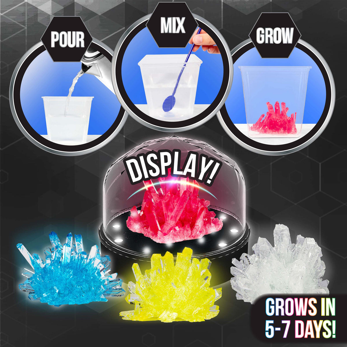 Crystal Growing Science Set with Light Up Display Dome B306