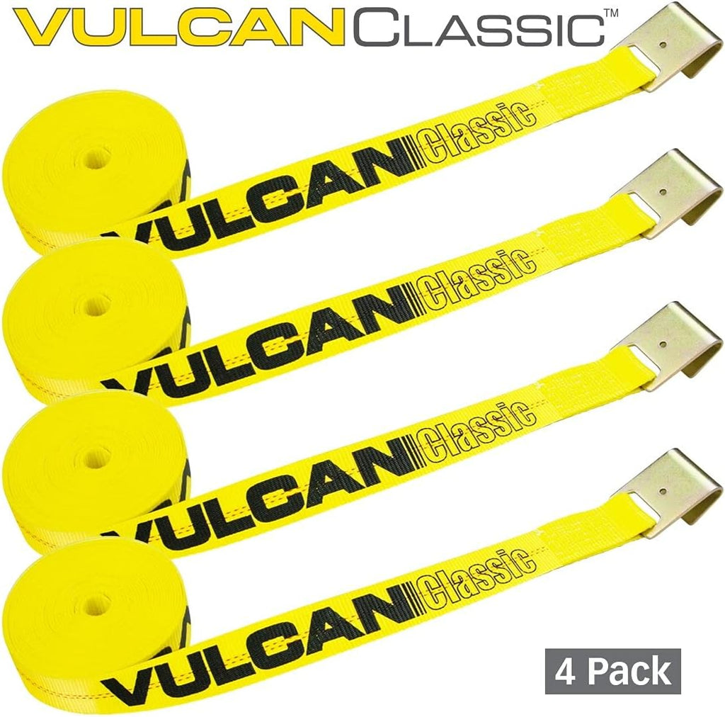 Classic Yellow 2 Inch x 30 Foot Winch Strap with Flat Hook, 4 Pack I332