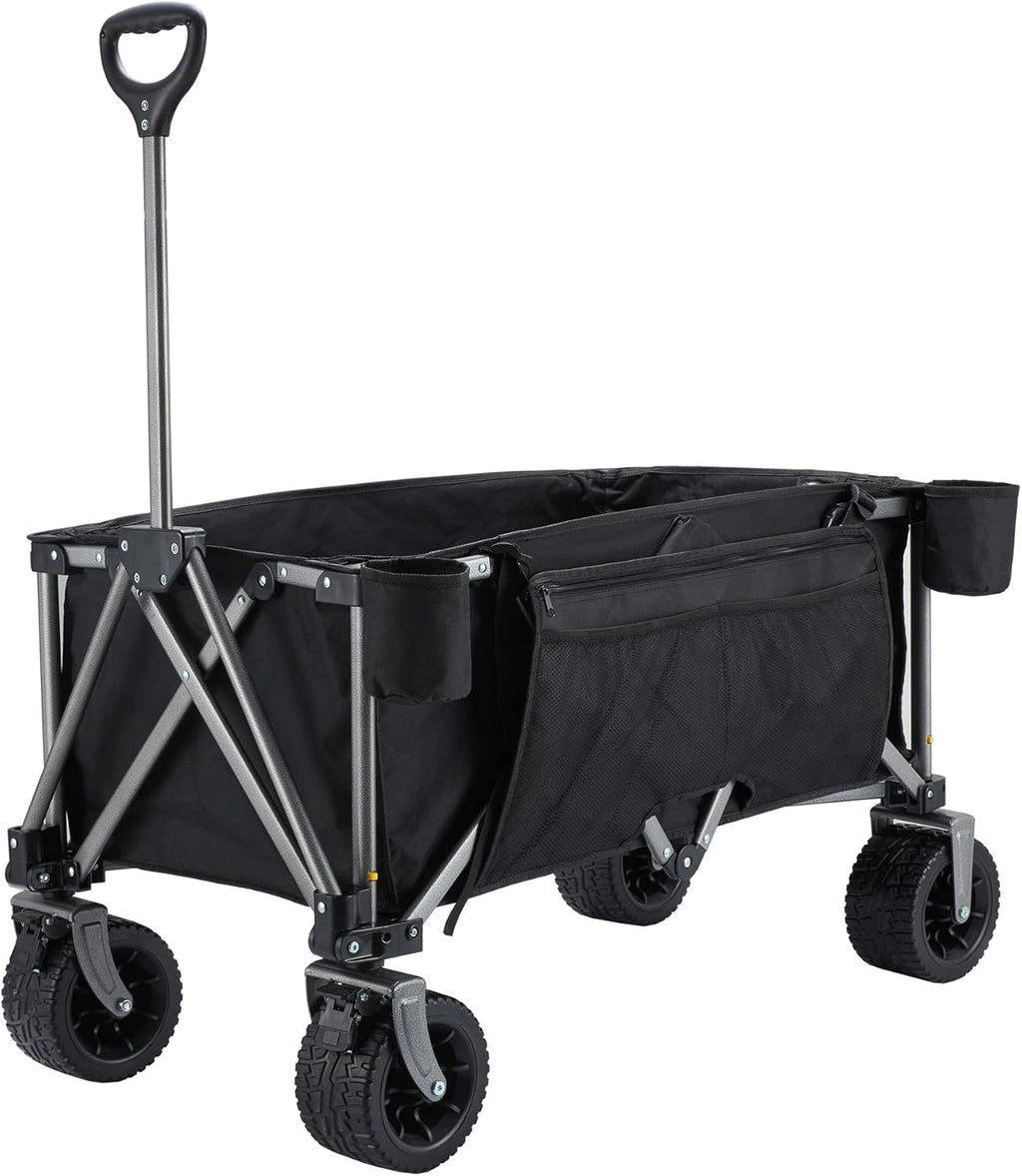 Blue Collapsible Garden Wagon Cart with Rubber Wheels E466