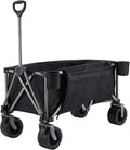 Blue Collapsible Garden Wagon Cart with Rubber Wheels E466