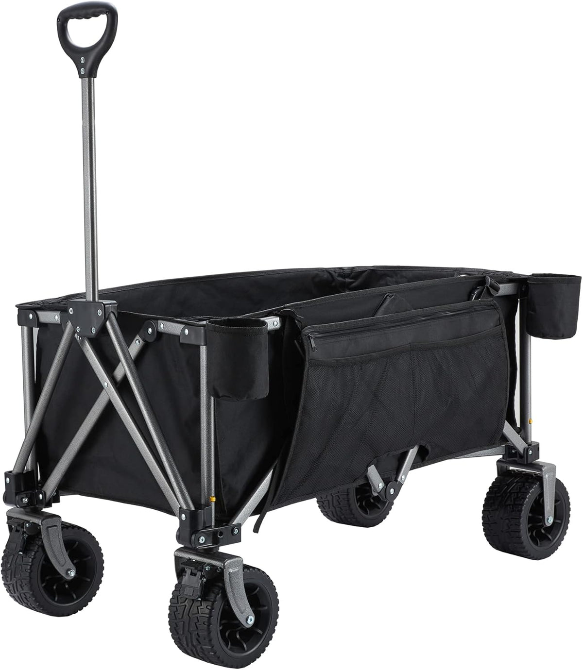 Blue Collapsible Garden Wagon Cart with Rubber Wheels E466