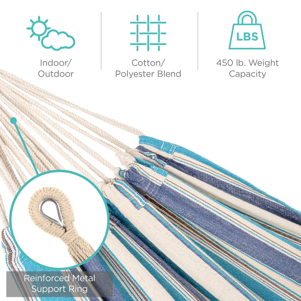 Ocean Cotton Double Hammock with Stand and Carrying Bag R743172