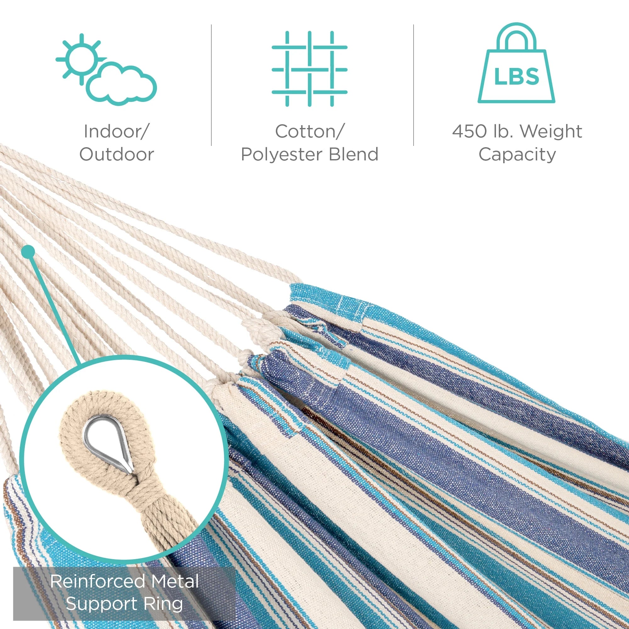 Ocean Cotton Double Hammock with Stand and Carrying Bag R743172