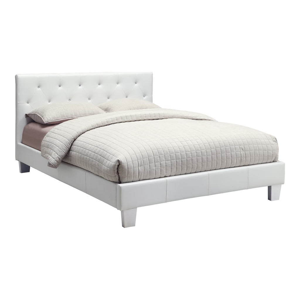 White Faux Leather Upholstered Full Bed with Tufted Headboard M403010