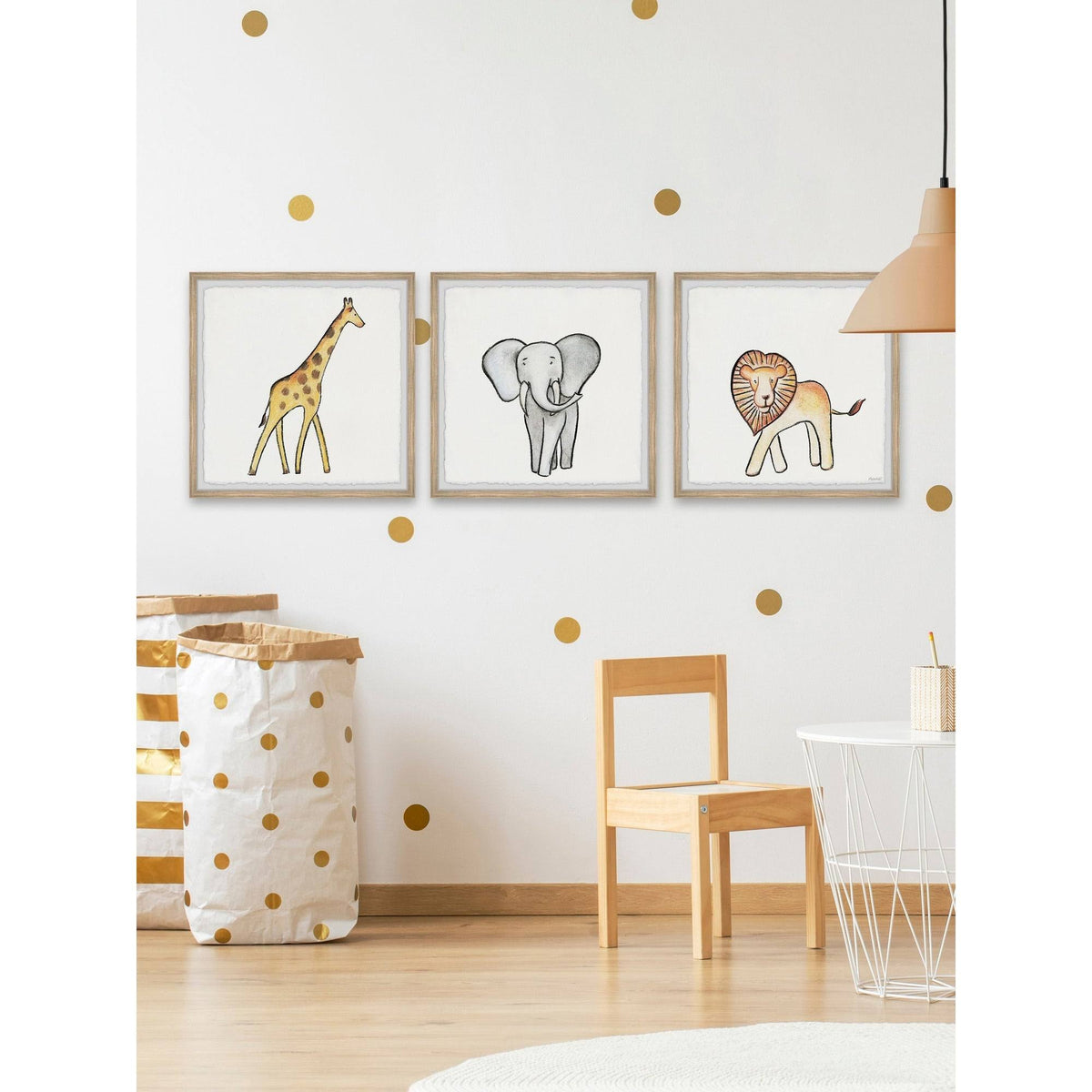African Safari Animals Triptych, 12 inch x 36 inch D513