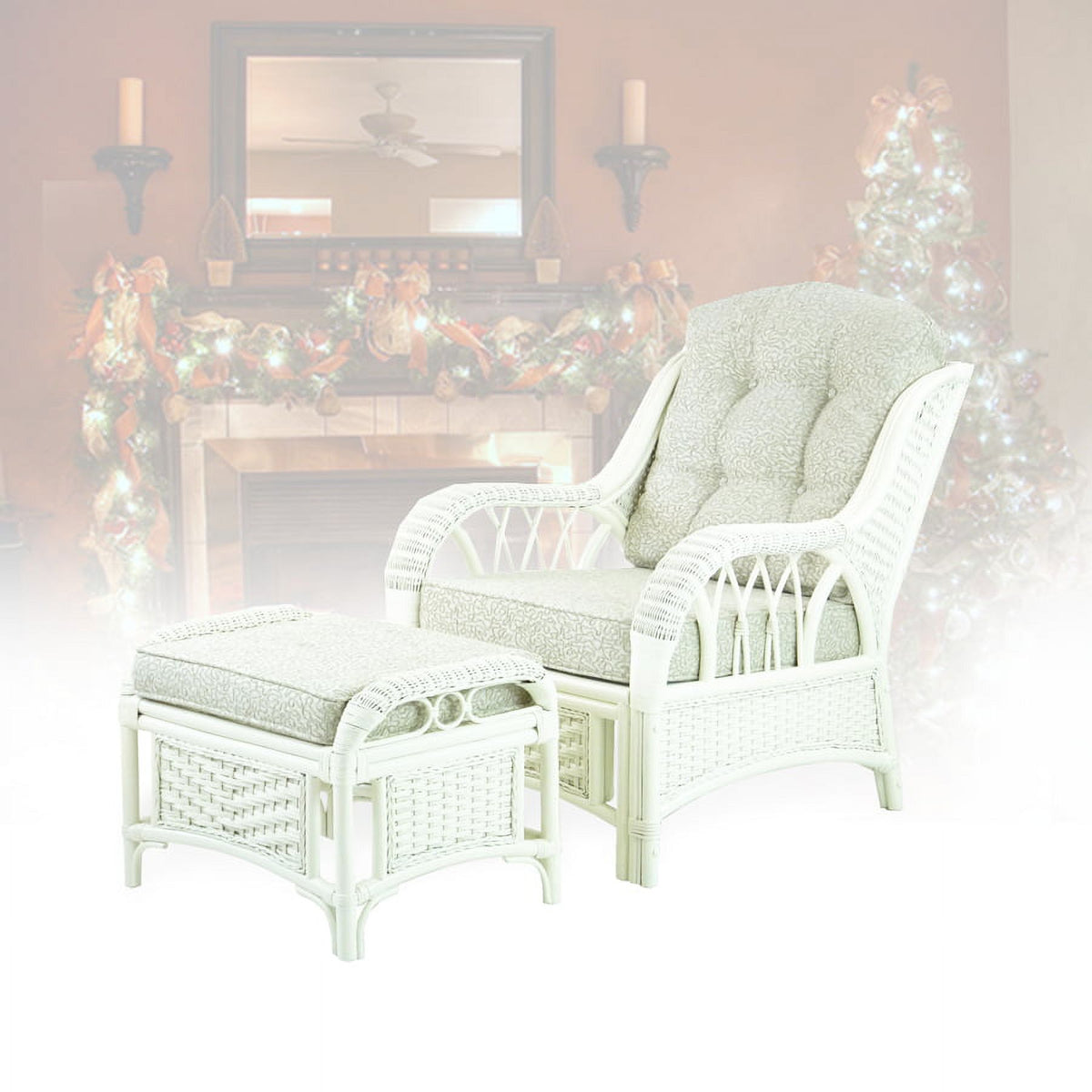 White Armchair with Ottoman O153418