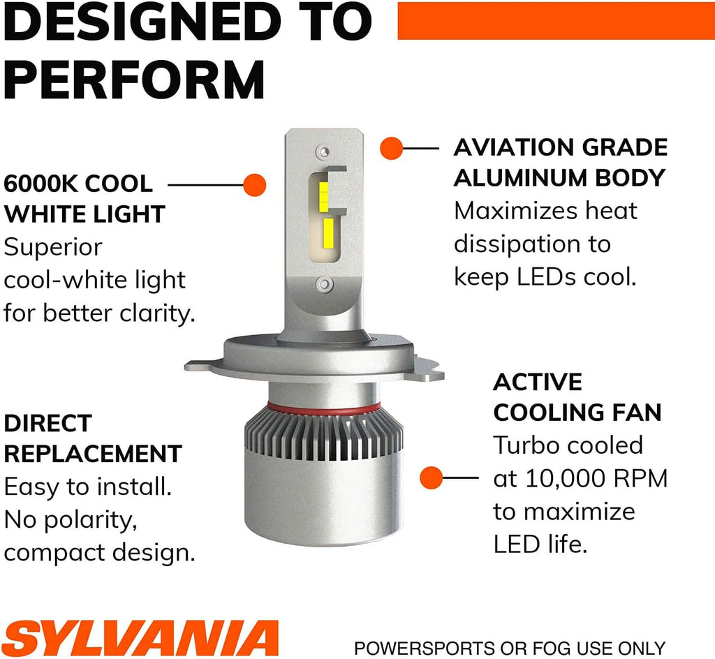9003 6000K LED Powersport Vehicle Headlight Replacement Bulbs O79121
