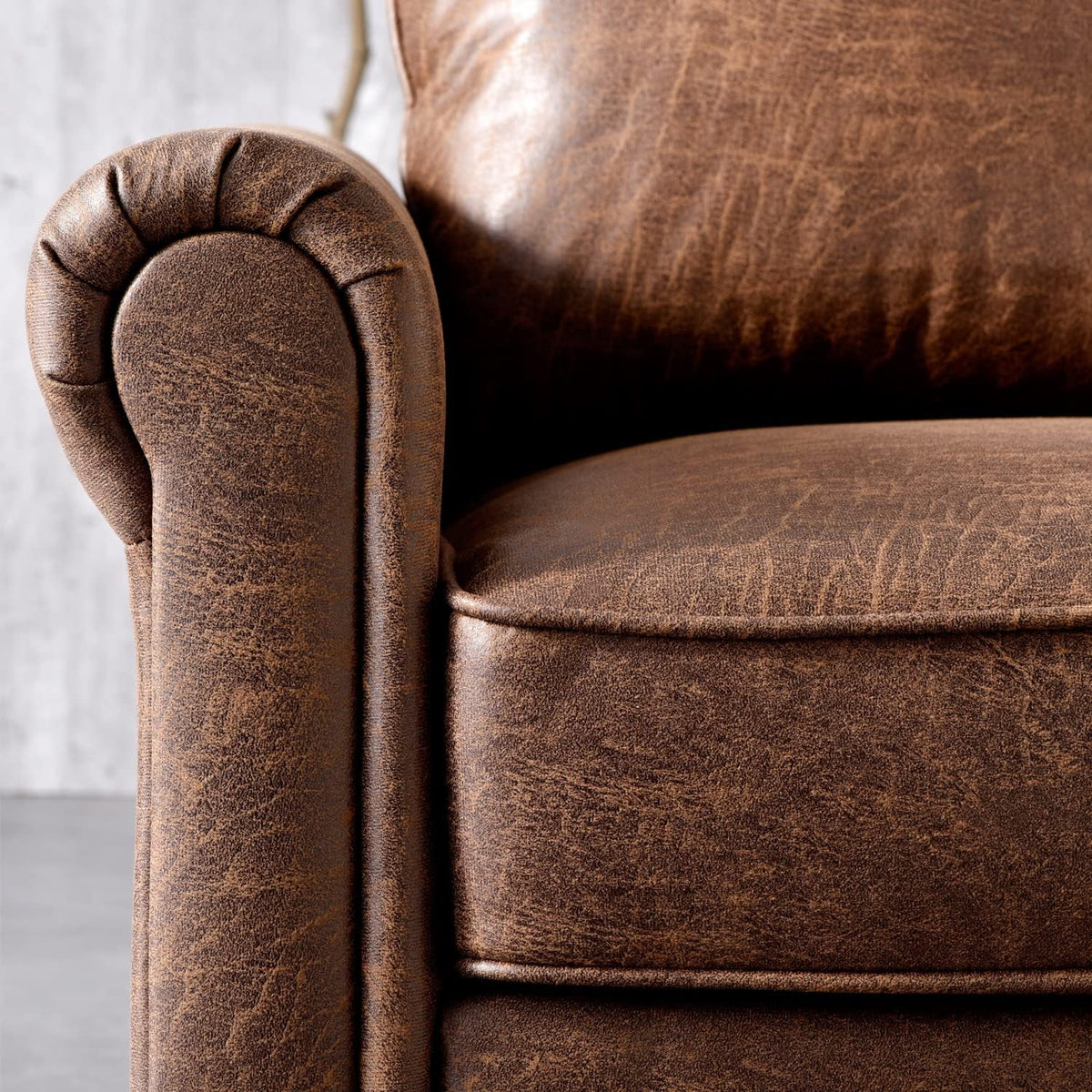 Brown Suede Fabric 3 Seater Convertible Sofa Couch L29295