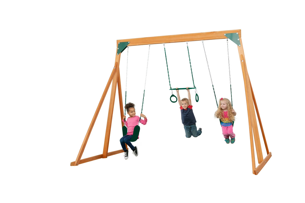 Cedar Swingset with Belt Swings and Trapeze Bar Z273