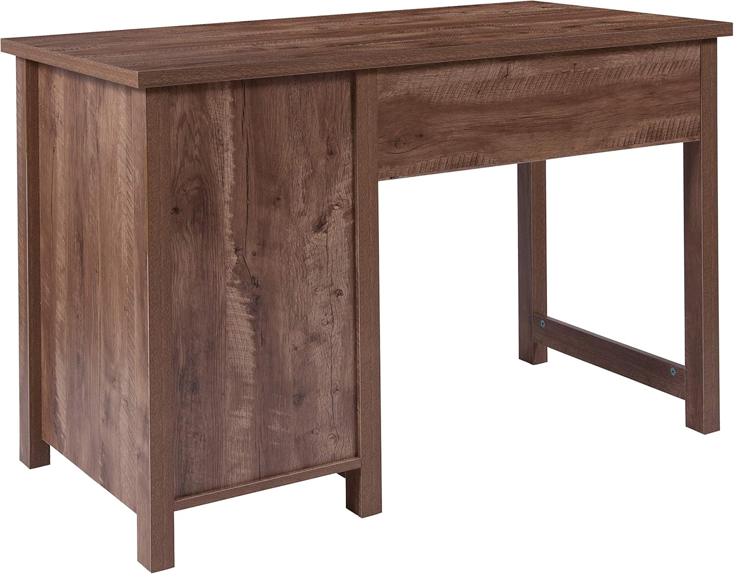 Crosscut Oak Wood Grain Finish Computer Desk with Metal Drawers H13322
