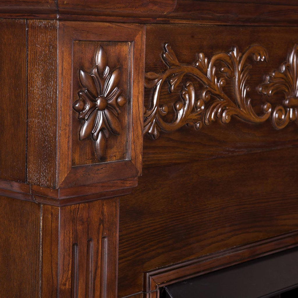 Espresso Carved Electric Fireplace J562