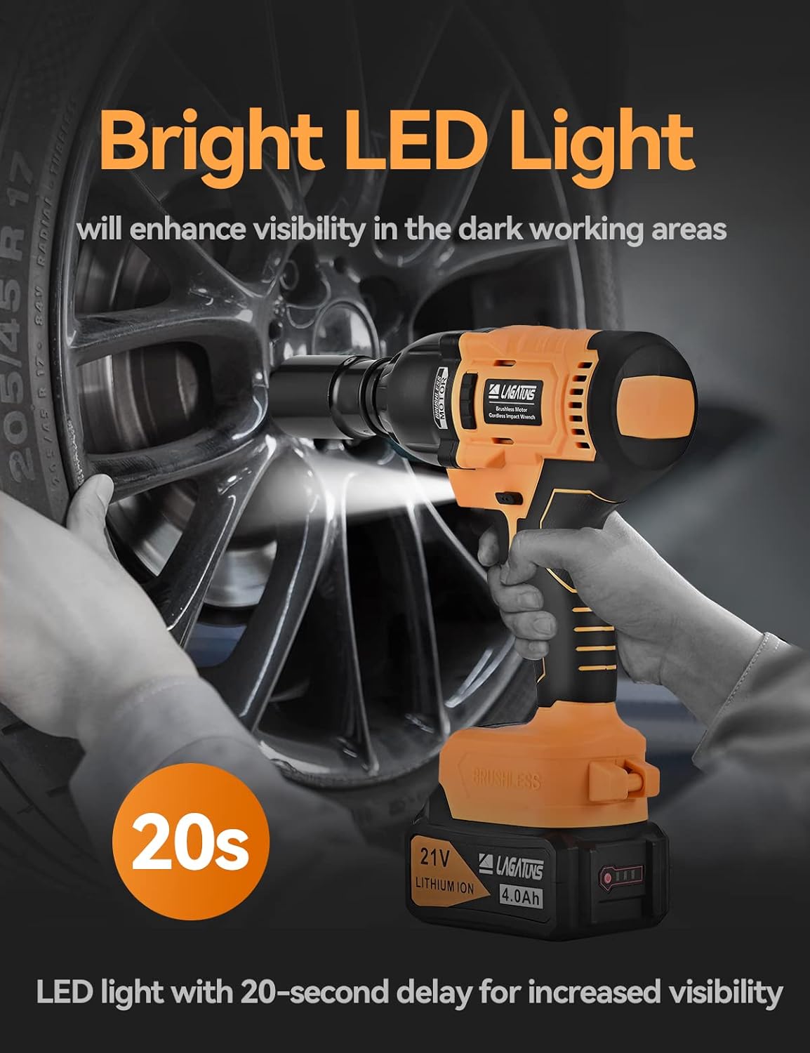 Cordless Impact Wrench, 553 Ft-lb, 2200 RPM, Brushless Motor, 4.0Ah Li-Ion Battery M472