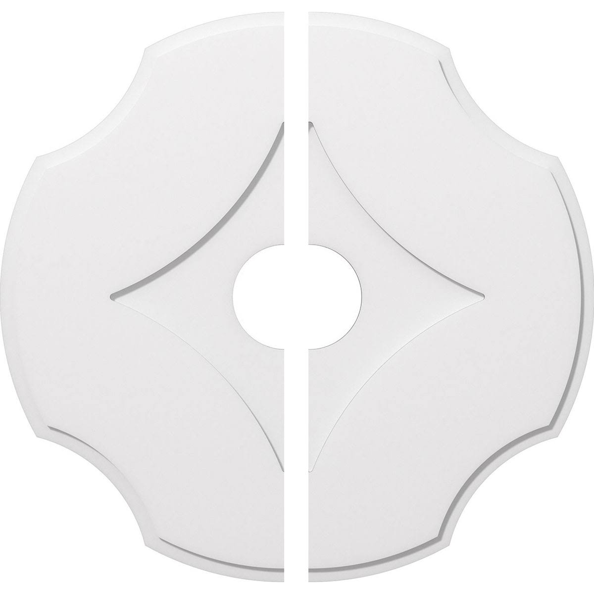 38 inchod x 7 inchid x 13 1/4 inchc x 1 inchp PVC Contemporary Ceiling Medallion, Two Piece F3451