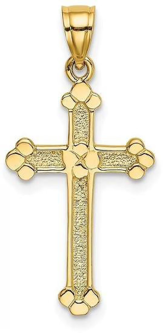 14k Yellow Gold Polished Engraved Solid Cross Pendant F91618