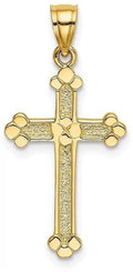 14k Yellow Gold Polished Engraved Solid Cross Pendant F91618