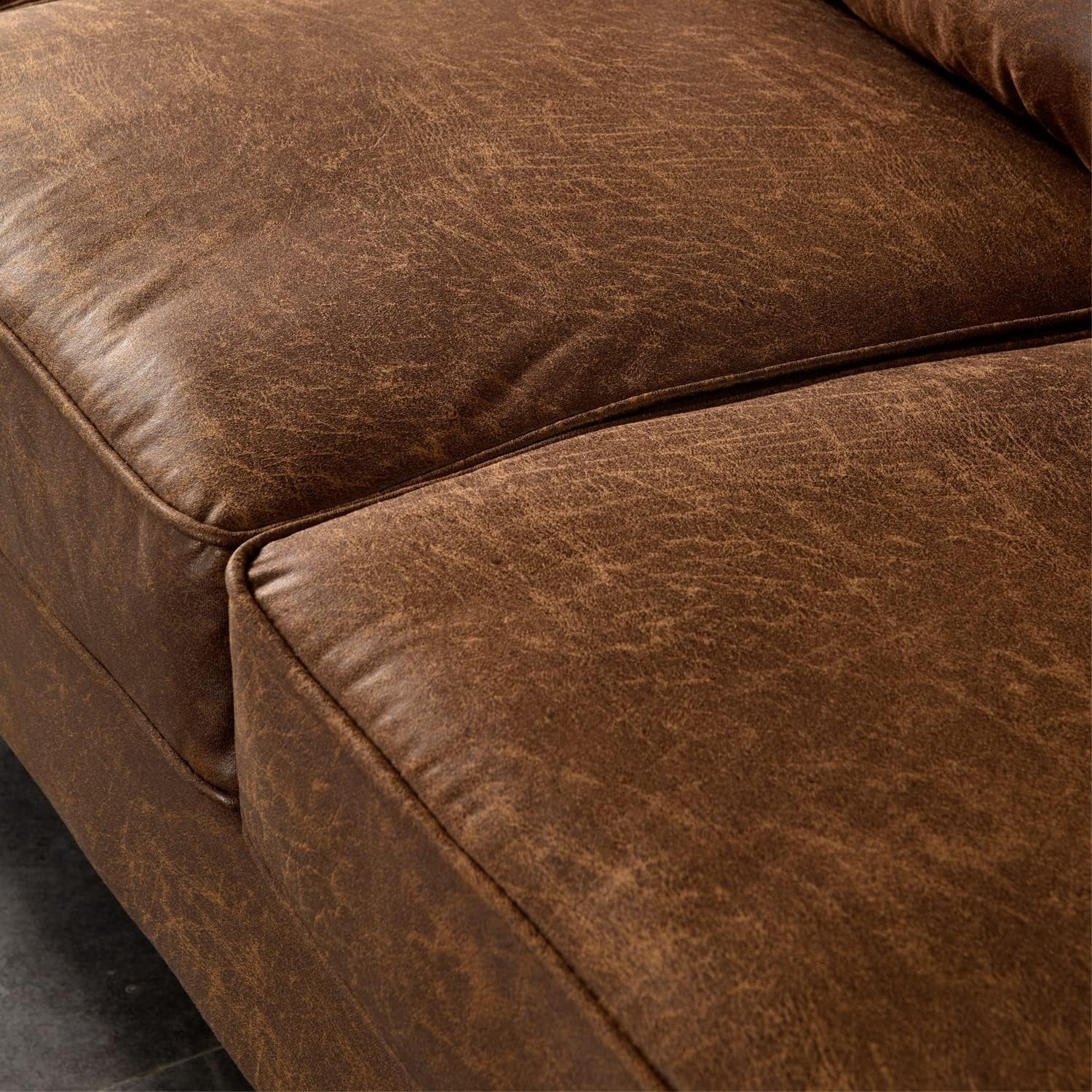 Brown Suede Fabric 3 Seater Convertible Sofa Couch L29295