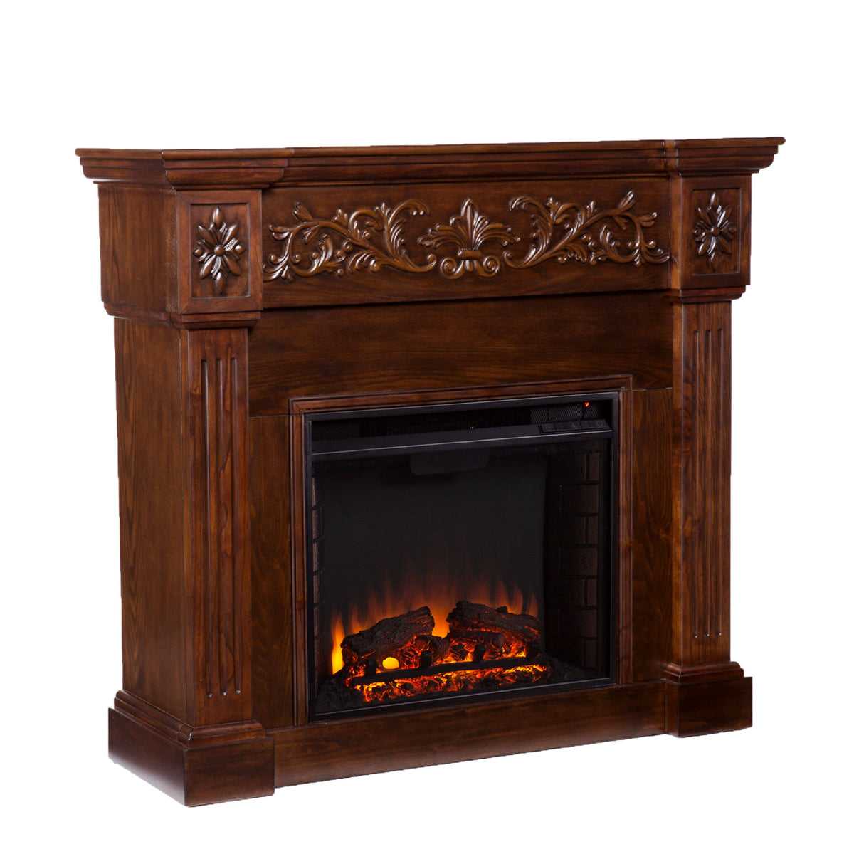 Espresso Carved Electric Fireplace J562