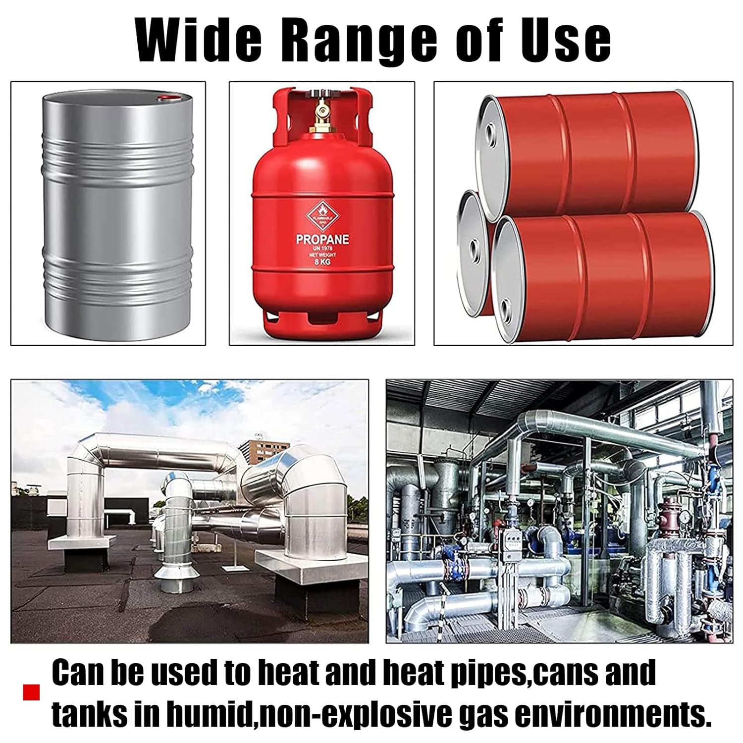 55-Gallon Silicone Metal Drum Heat Pad Band Warmer Kit 120V 150℃ 5x70in Pack of 2 D120