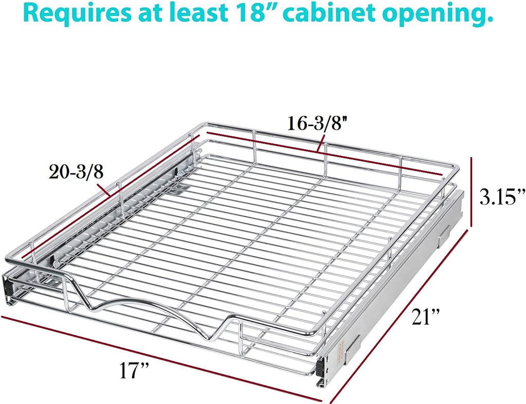 Chrome Finish Wire Frame Pull Out Drawer Cabinet Organizer D7256
