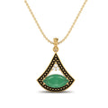Marquise Shape Emerald Pendant Necklace 925 Sterling Silver Gold Vermeil P35929