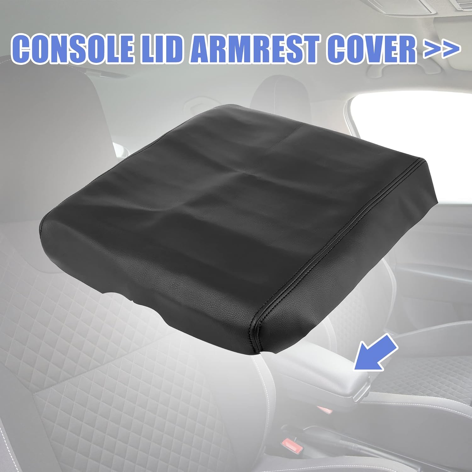 Black Microfiber Leather Center Console Lid Cover Protector I934
