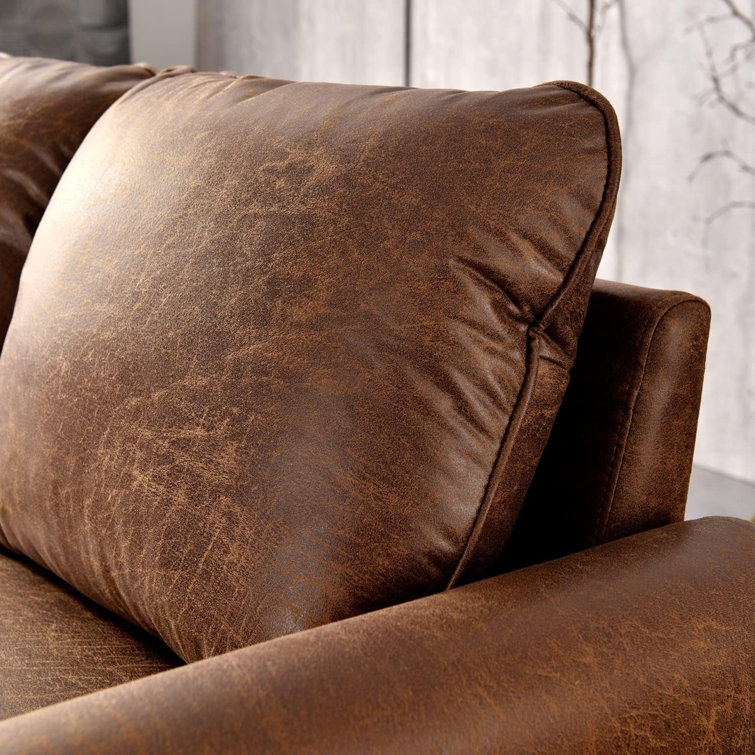 Brown Suede Fabric 3 Seater Convertible Sofa Couch L29295