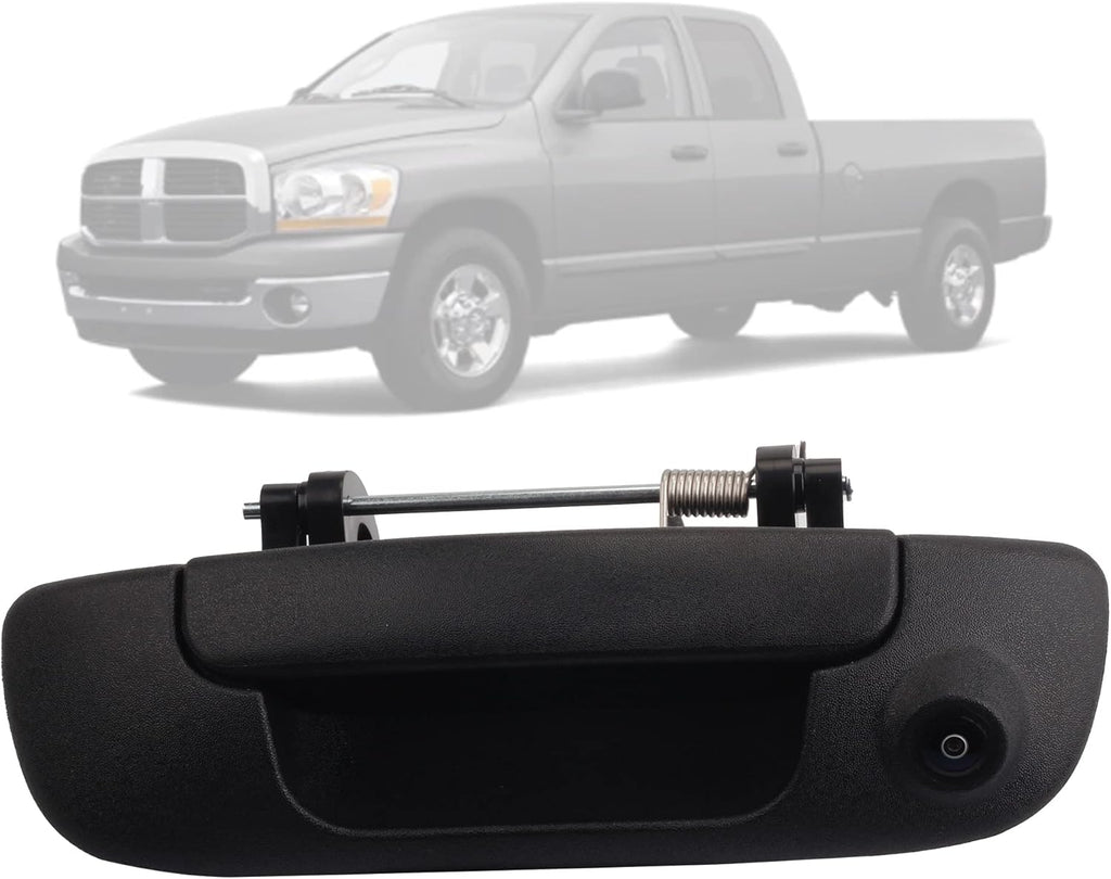 Tailgate Handle with Backup Rear View Camera for 2002-2008 Dodge Ram 1500 2500 3500, RCA Connector, Pack of 2 W23660