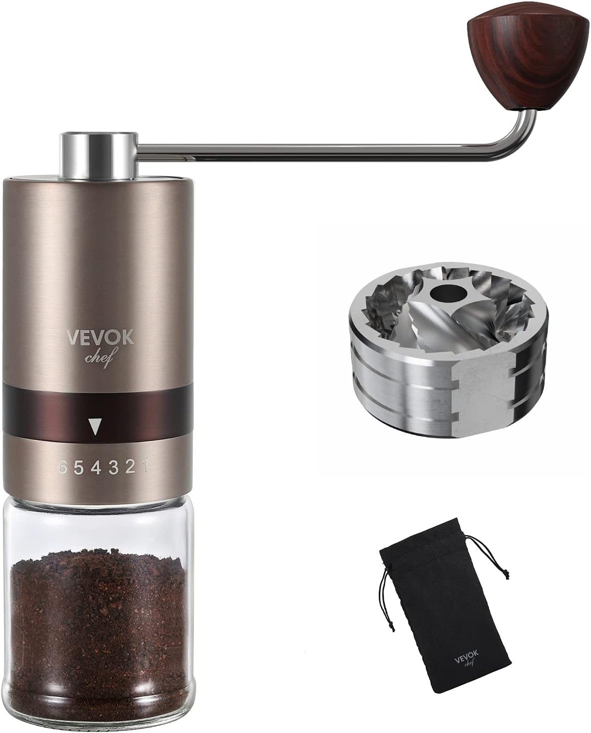 Manual Coffee Grinder Stainless Steel Conical Burr Mill W82688