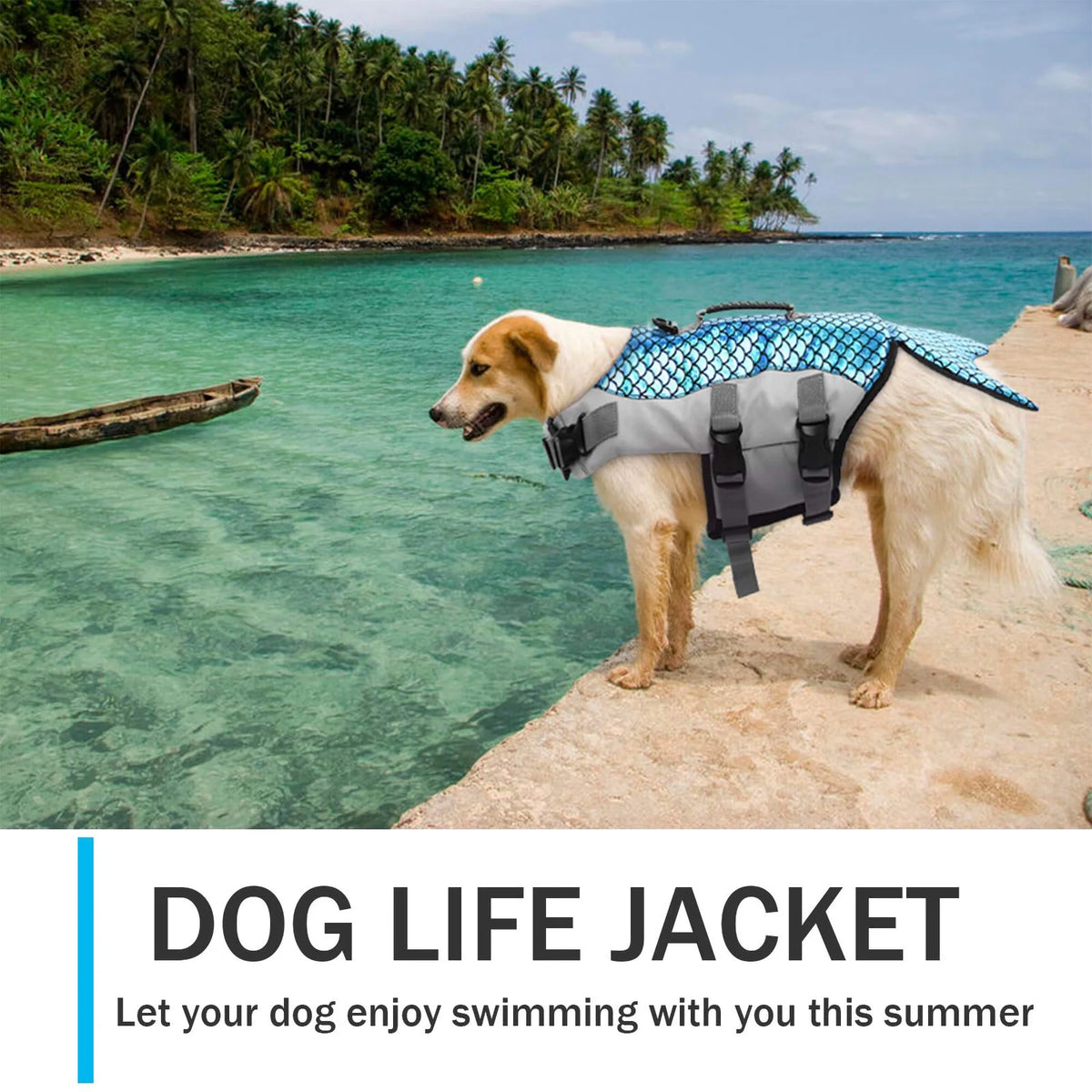 Dog Life Jacket with Rescue Handle, Reflective Adjustable Life Vest K9072