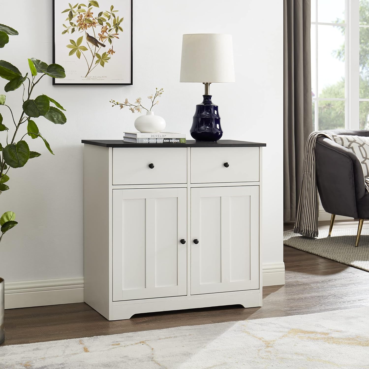 Black Sideboard Buffet Storage Cabinet A783917