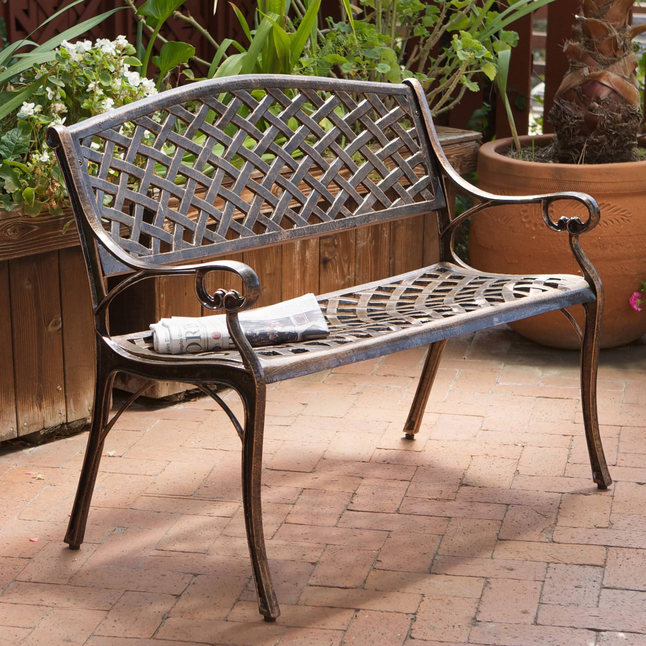 Antique Copper Cast Aluminum Bench H276
