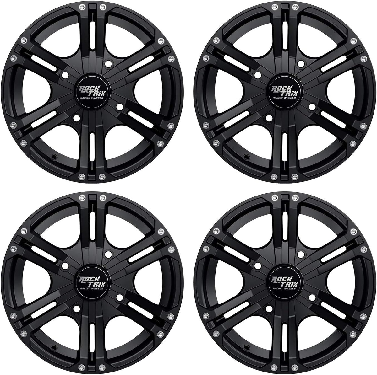 Matte Black 14x7 ATV Wheels Rims Set of 4 Y4582