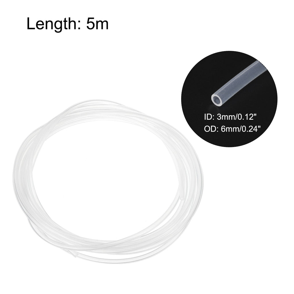 Clear 3D Printer PTFE Tubing Hose, 16.4ft, 3mm ID 6mm OD Z421090