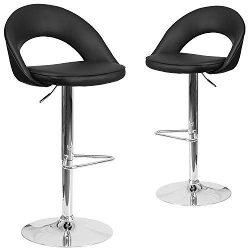 Black Vinyl Adjustable Height Barstool with Chrome H5679