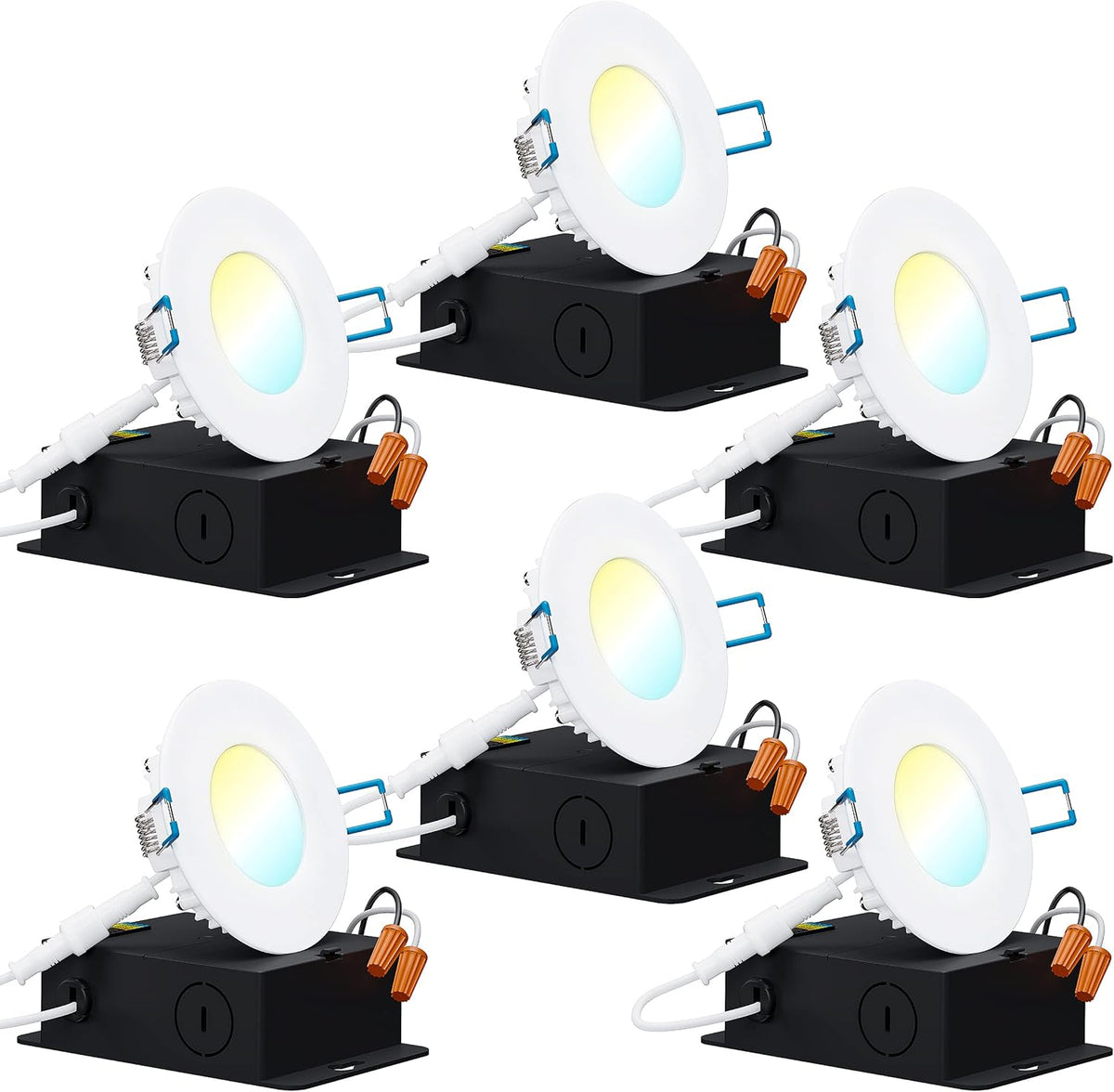 6 Pack 6 Inch Ultra Thin LED Recessed Ceiling Lights, 3000K Warm White, Dimmable 14W, 850 LM G341
