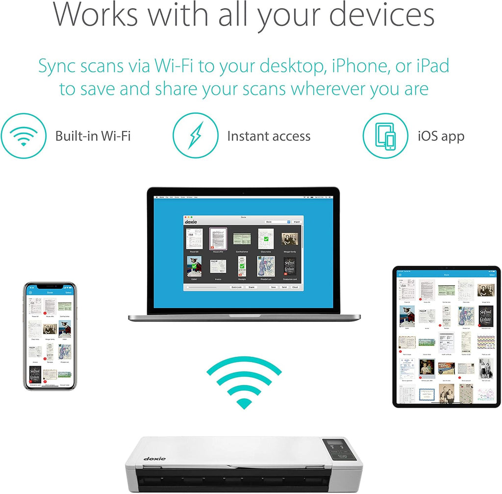 Rechargeable Document Scanner with ADF and Wi-Fi B145