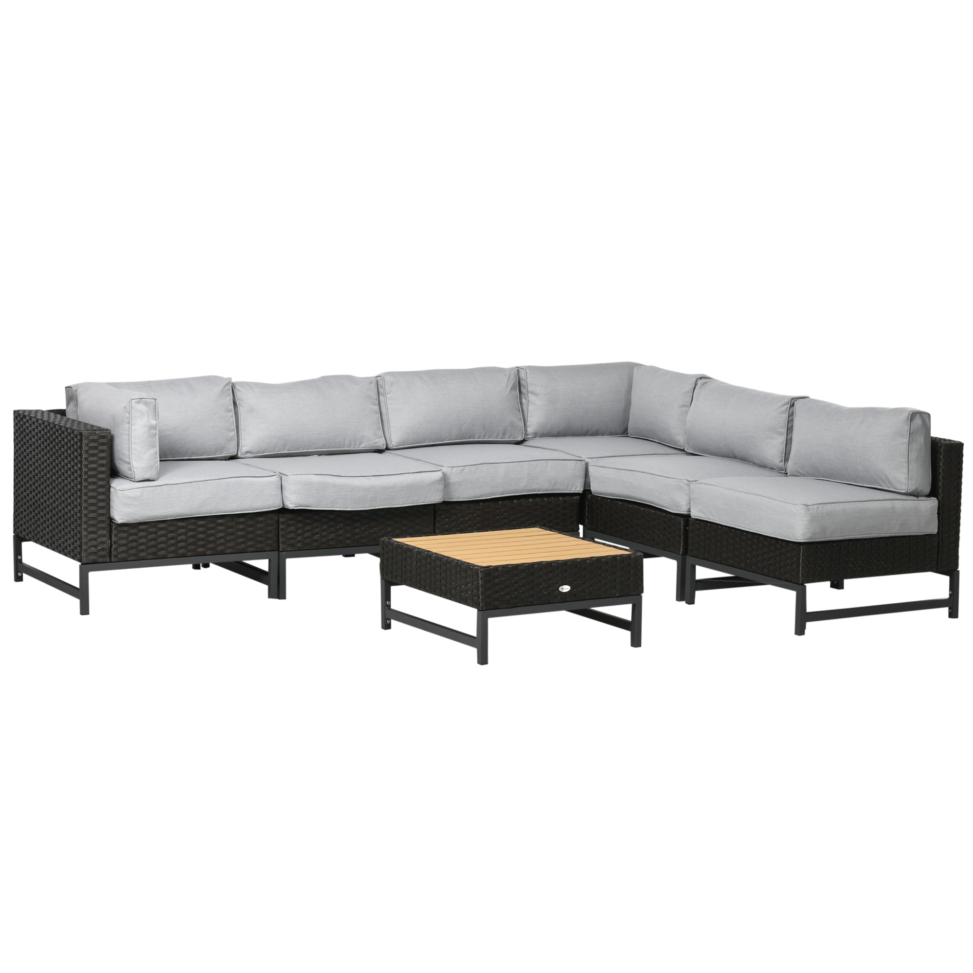Gray Wicker Furniture Set with Aluminum Frame and Cushion O611686