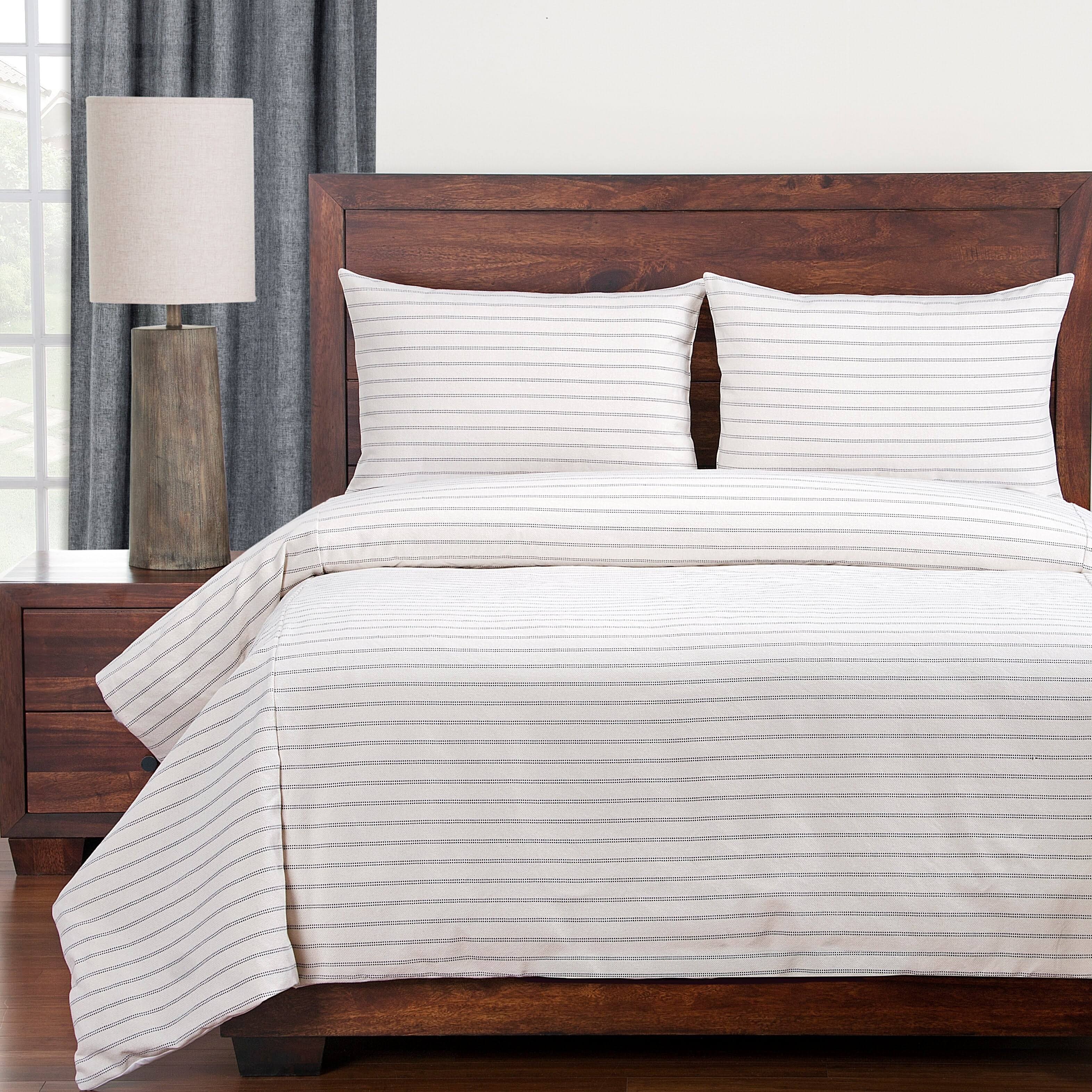 Ticked Stripe Duvet and Shams Set Blue California King L3093