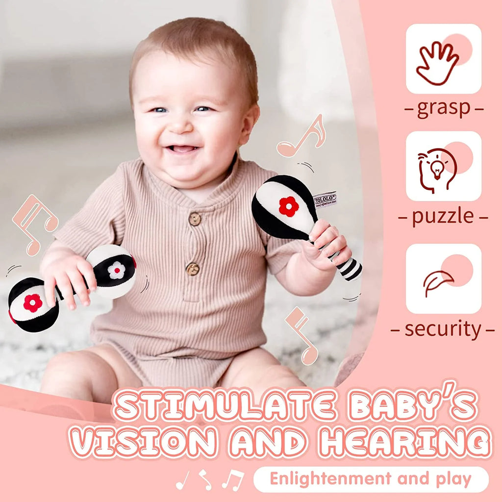 2PCS Soft Rattles for Baby, Baby Toys 0-6 Months, Car Seat Toys for Infants Y41212