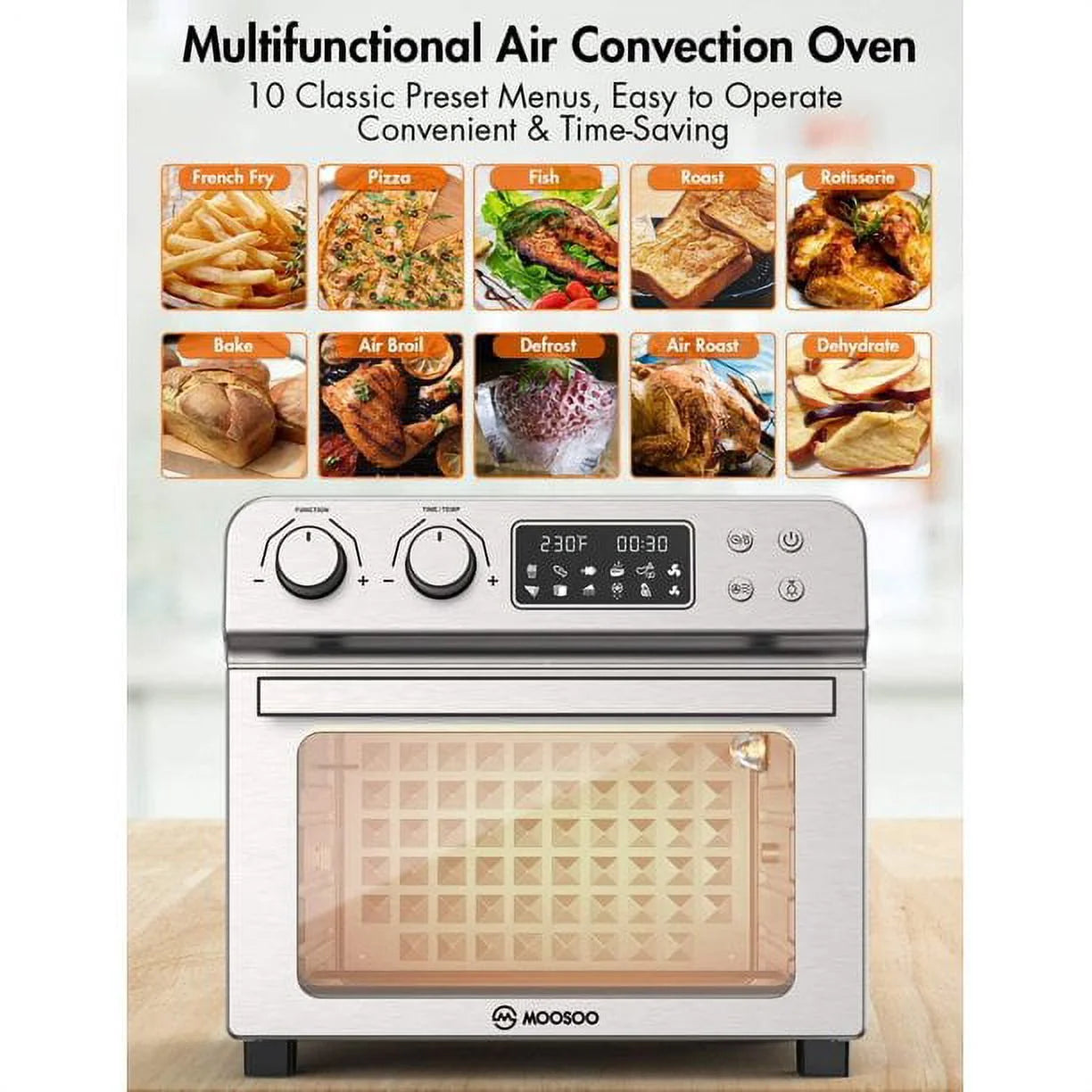 24.3 Quart Air Fryer Toaster Oven Combo with Rotisserie Dehydrator W38424