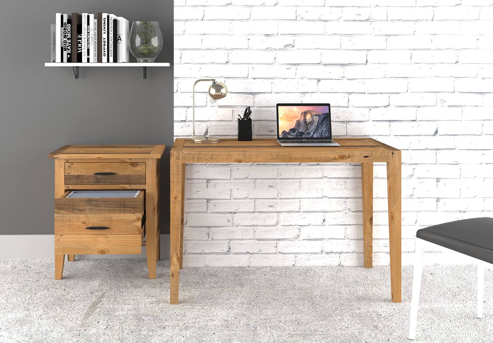 Reclaimed Wood Filing Cabinet with Two Drawers T733784