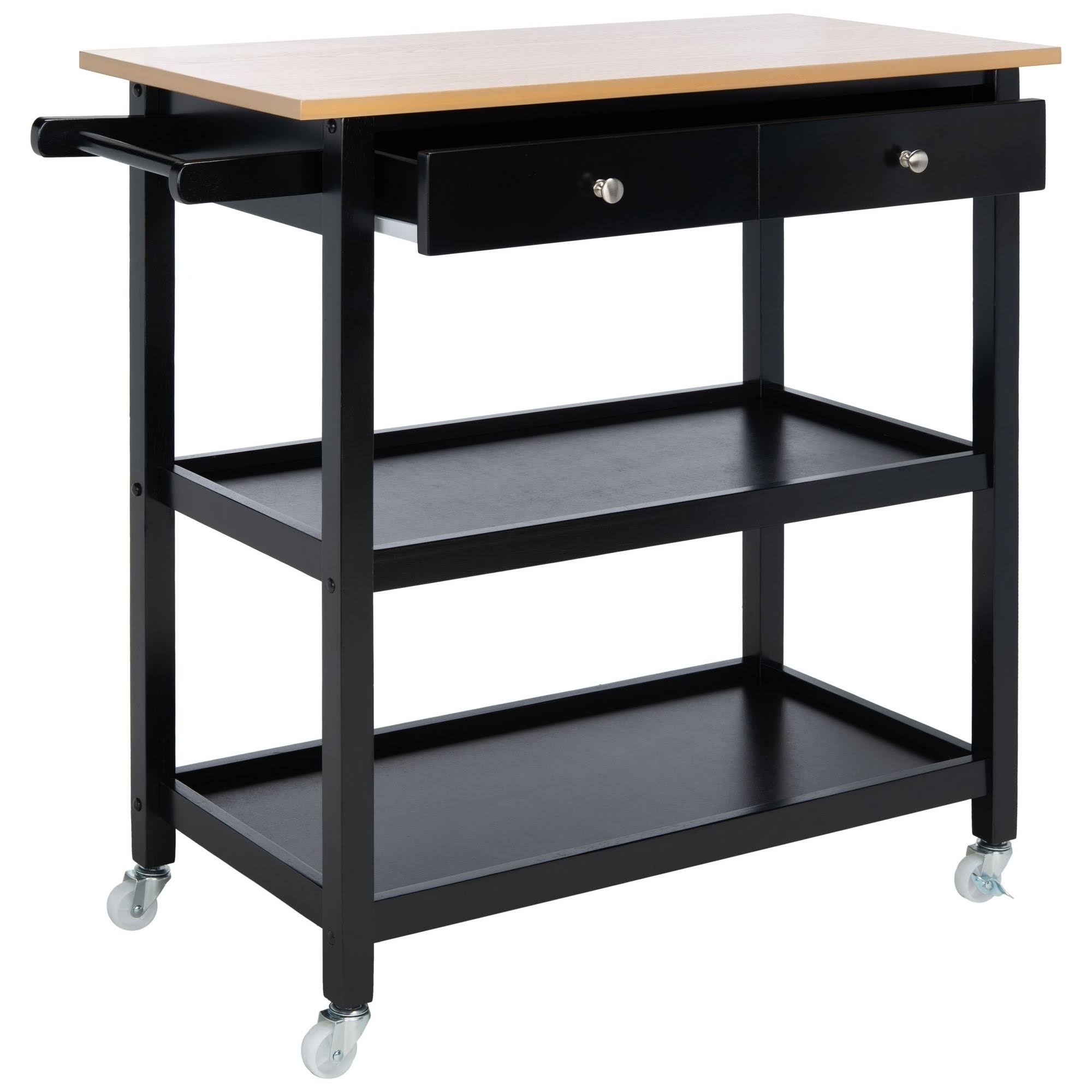 Black 2 Drawer 3 Shelf Kitchen Cart U926472