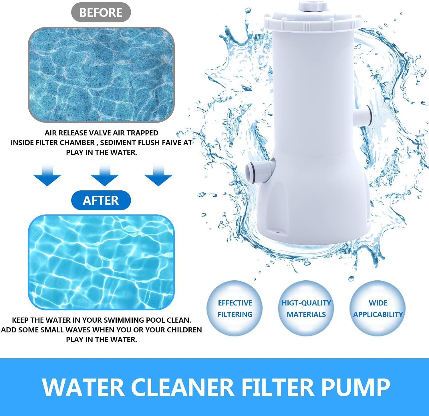 1000 GPH Above Ground Pool Filter Pump with 1 Filter Cartridge, 110-120V with GFCI, Pack of 2 J602