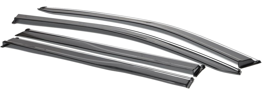 Window Visor Rain Guard Shade 4PC Injection Polycarbonate with Chrome Trim Z88275