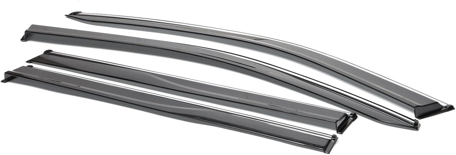 Window Visor Rain Guard Shade 4PC Injection Polycarbonate with Chrome Trim Z88275