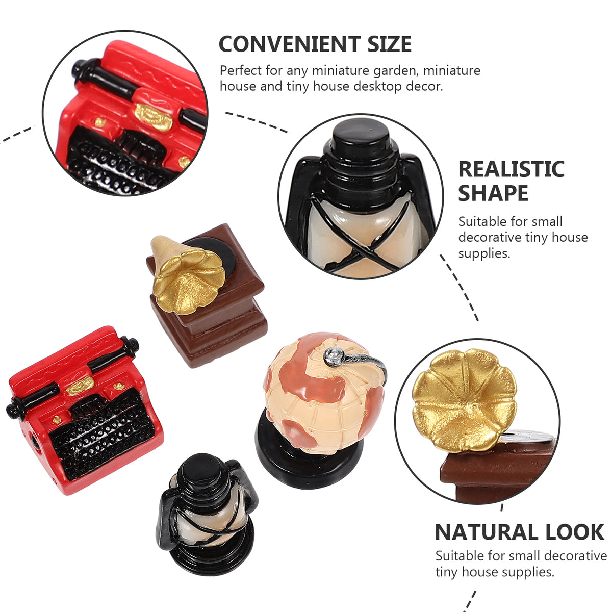 16 Pcs Resin Dollhouse Phonograph Model Z649