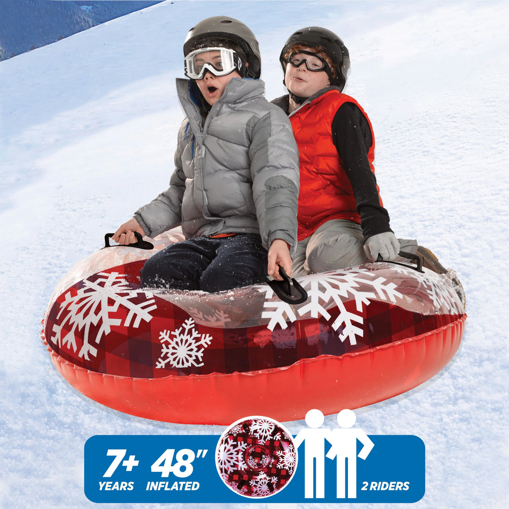 Red Plaid Transparent Snow Tube - 48" S9031